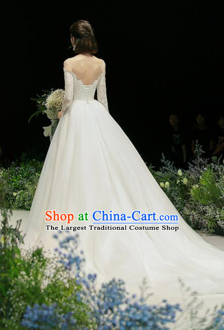 Custom Top Grade White Lace Off Shoulder Wedding Dress Bride Trailing Full Dress for Women