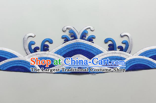 Chinese Traditional Embroidery Waves Royalblue Applique Embroidered Patches Embroidering Cloth Accessories