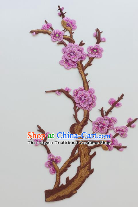 Chinese Traditional Embroidery Lilac Plum Branch Applique Embroidered Patches Embroidering Cloth Accessories