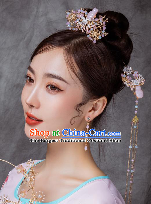 Chinese Ancient Bride Hair Crown Hairpins Traditional Wedding Xiu He Hair Accessories Complete Set for Women