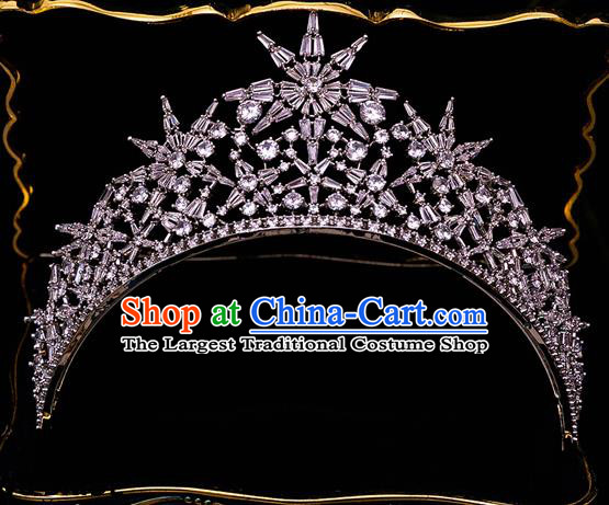 Handmade Wedding Crystal Zircon Royal Crown Princess Bride Hair Accessories for Women