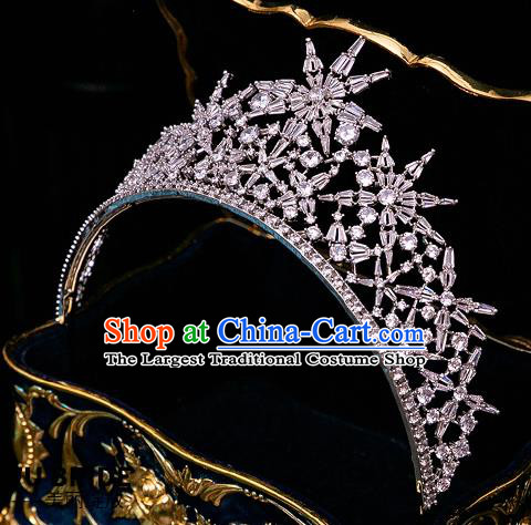 Handmade Wedding Crystal Zircon Royal Crown Princess Bride Hair Accessories for Women