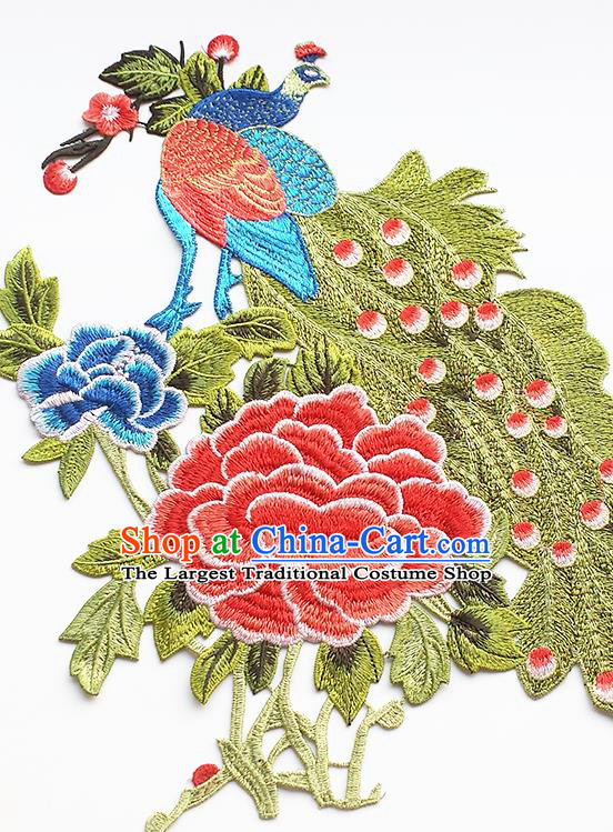 Chinese Traditional Embroidery Peacock Watermelon Red Peony Applique Embroidered Patches Embroidering Cloth Accessories
