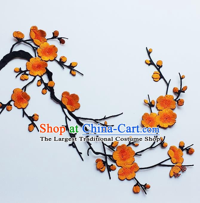 Traditional Chinese National Embroidery Orange Plum Flowers Applique Embroidered Patches Embroidering Cloth Accessories
