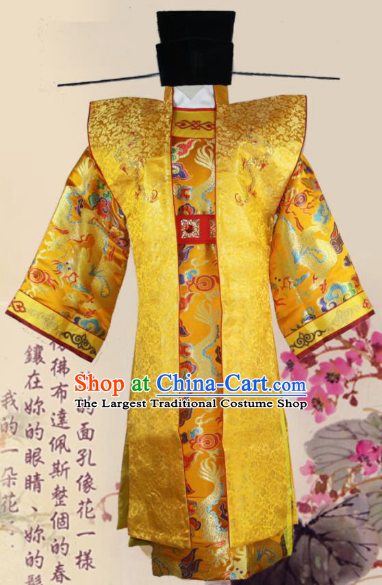 Chinese Ancient Song Dynasty Emperor Clothing Traditional Ancient Imperator Costumes and Hat for Men