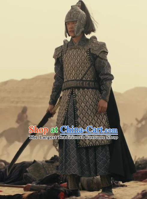 Chinese Ancient General Prince Lv Guichen Drama Novoland Eagle Flag Liu Haoran Replica Costumes and Headpiece for Men