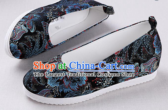 Chinese Handmade Opera Black Satin Shoes Traditional Hanfu Shoes National Shoes for Women