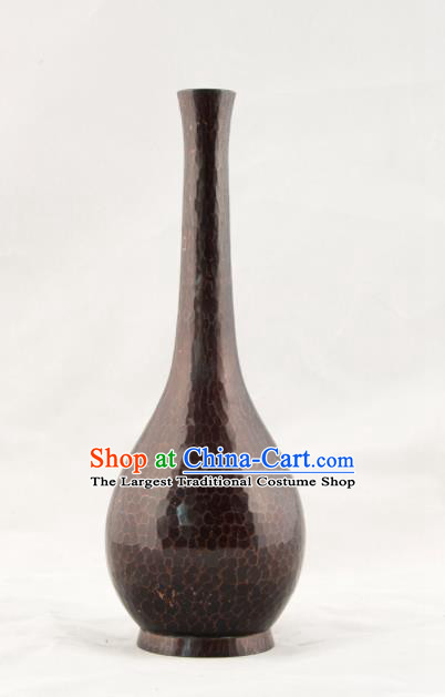 Chinese Handmade Copper Flask Vase Traditional Bronze Lagena Craft Decoration