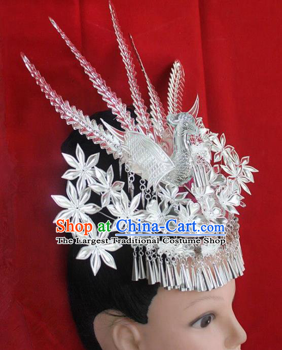 Chinese Traditional Handmade Miao Nationality Phoenix Hairpins Ethnic Wedding Hair Accessories for Women