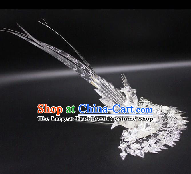 Chinese Traditional Handmade Miao Nationality Phoenix Tassel Hairpins Ethnic Wedding Hair Accessories for Women