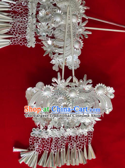 Chinese Traditional Handmade Miao Nationality Bride Tassel Hairpins Ethnic Wedding Hair Accessories for Women