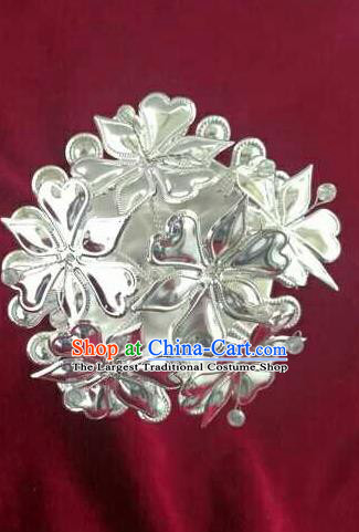 Chinese Traditional Handmade Miao Nationality Silver Flowers Hairpins Ethnic Wedding Hair Accessories for Women