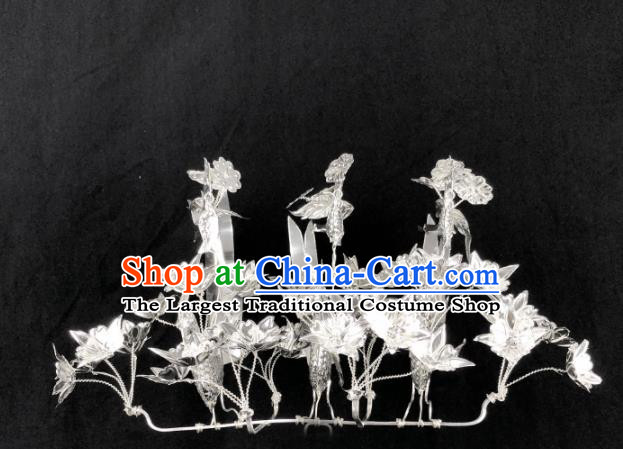 Chinese Traditional Handmade Miao Nationality Hair Crown Silver Hairpins Ethnic Wedding Hair Accessories for Women