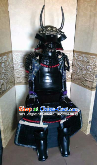 Japanese Handmade Traditional Samurai General Body Armor and Helmet Ancient Warrior Costumes for Men