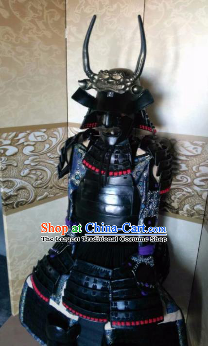 Japanese Handmade Traditional Samurai General Body Armor and Helmet Ancient Warrior Costumes for Men