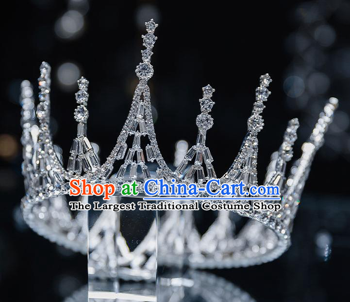 Top Grade Bride Round Zircon Royal Crown Wedding Hair Accessories for Women
