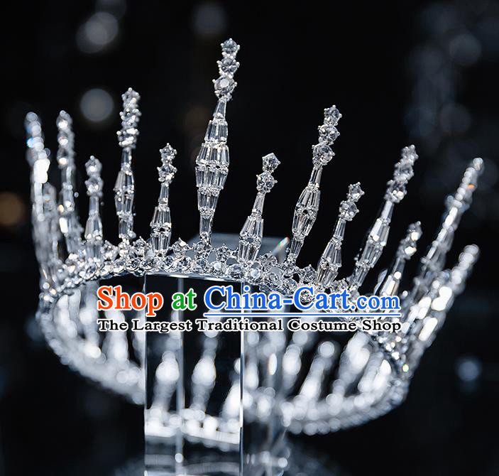 Top Grade Bride Zircon Round Royal Crown Wedding Hair Accessories for Women