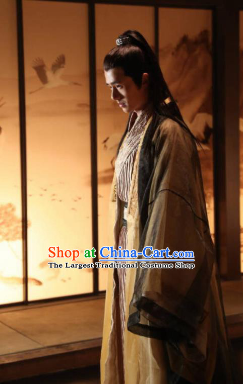 Chinese Ancient Swordsman Hanfu Clothing Drama Novoland Eagle Flag Prince Lv Guichen Replica Costumes for Men