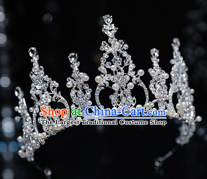 Top Grade Handmade Princess Crystal Beads Royal Crown Wedding Bride Hair Accessories for Women