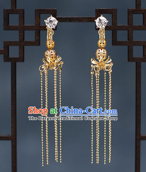 Top Chinese Traditional Wedding Golden Plum Hair Comb Bride Handmade Tassel Hairpins Hair Accessories Complete Set