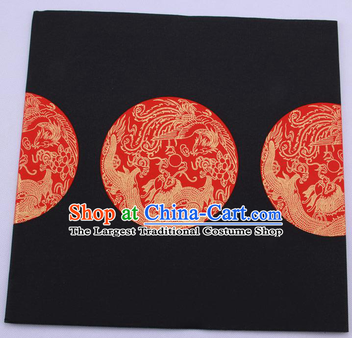 Traditional Chinese Classical Dragon Phoenix Pattern Black Couplet Paper Handmade Calligraphy Seven Characters Scroll Xuan Paper Craft