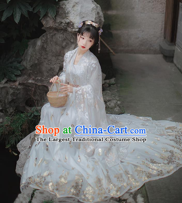 Chinese Traditional Tang Dynasty Princess Cloak Blouse and Skirt Ancient Hanfu Garment Costumes for Women