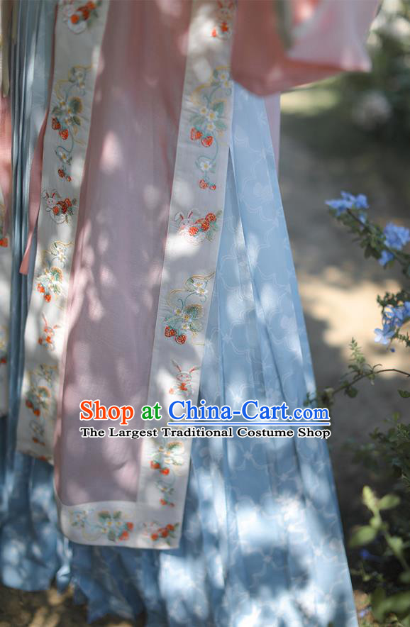 Chinese Ancient Village Girl Garment Song Dynasty Young Lady Dress Traditional BeiZi Top and Skirt Hanfu Costumes Complete Set