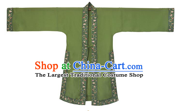 Chinese Ancient Song Dynasty Princess Dress Costumes Traditional Hanfu Court Lady Embroidered Green BeiZi Top and Skirt Full Set