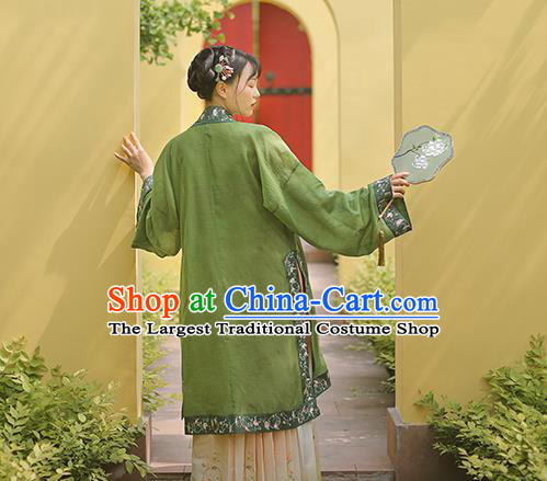 Chinese Ancient Song Dynasty Princess Dress Costumes Traditional Hanfu Court Lady Embroidered Green BeiZi Top and Skirt Full Set