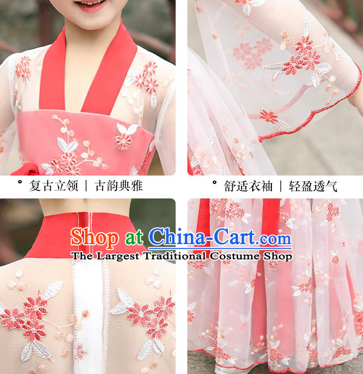 Chinese Traditional Tang Suit Hanfu Dress Ancient Princess Costumes Stage Show Girl Cloak Blouse and Skirt Apparels for Kids