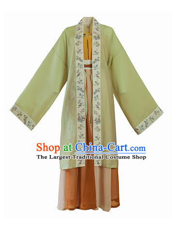 Chinese Ancient Song Dynasty Palace Princess Garment Traditional Hanfu Dress Costumes Green BeiZi Top and Skirt Full Set