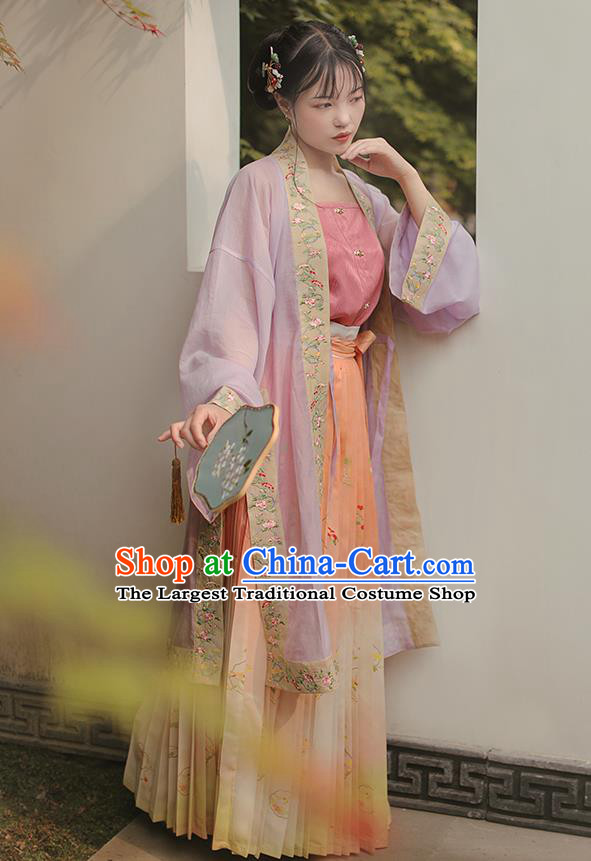 Chinese Ancient Noble Lady Costumes Traditional Hanfu Dress BeiZi Top and Skirt Song Dynasty Palace Princess Garment