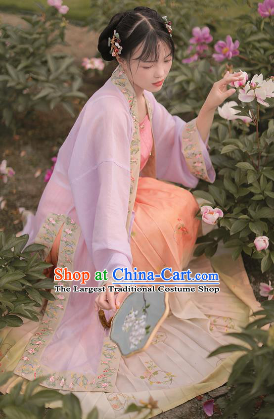 Chinese Ancient Noble Lady Costumes Traditional Hanfu Dress BeiZi Top and Skirt Song Dynasty Palace Princess Garment