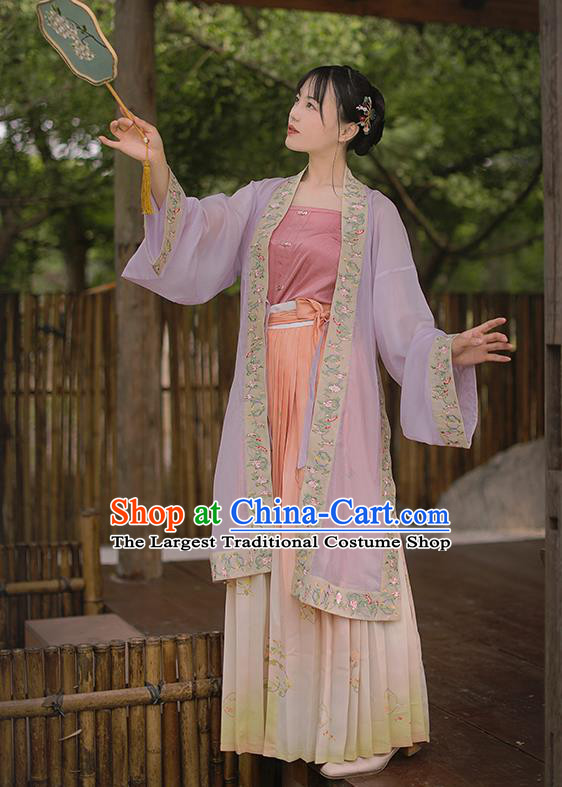 Chinese Ancient Noble Lady Costumes Traditional Hanfu Dress BeiZi Top and Skirt Song Dynasty Palace Princess Garment