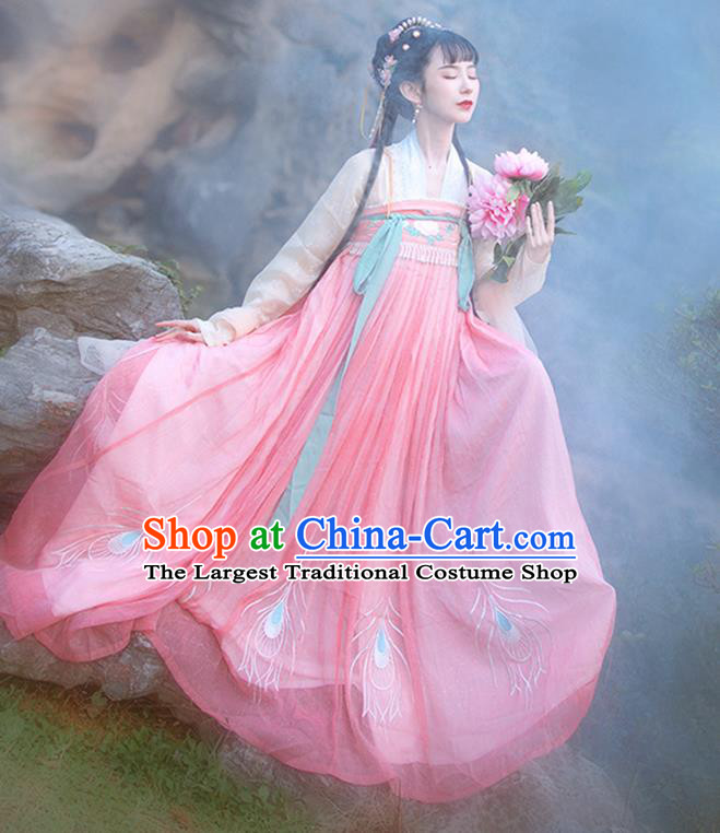 Chinese Ancient Peri Costumes Traditional Hanfu Dress Tang Dynasty Princess Garment