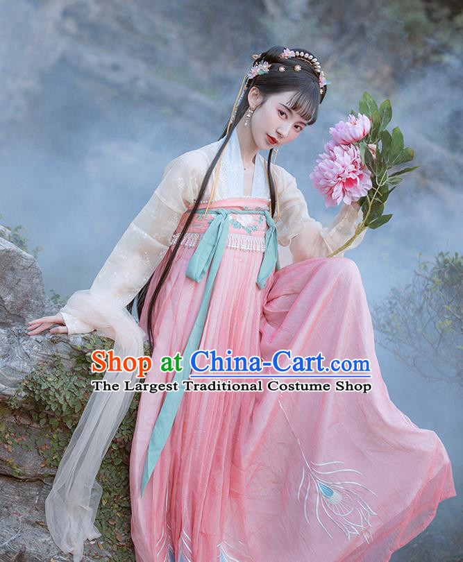 Chinese Ancient Peri Costumes Traditional Hanfu Dress Tang Dynasty Princess Garment