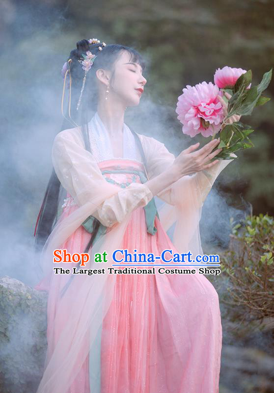 Chinese Ancient Peri Costumes Traditional Hanfu Dress Tang Dynasty Princess Garment