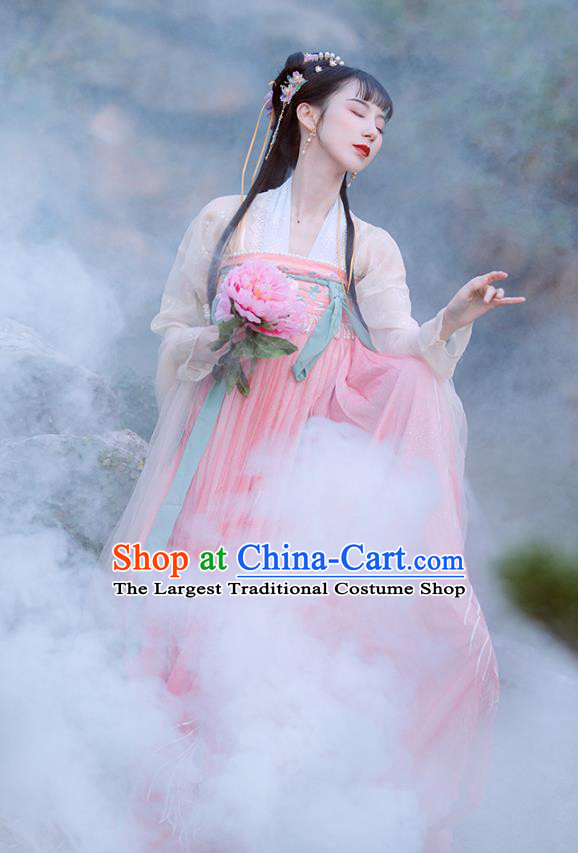 Chinese Ancient Peri Costumes Traditional Hanfu Dress Tang Dynasty Princess Garment