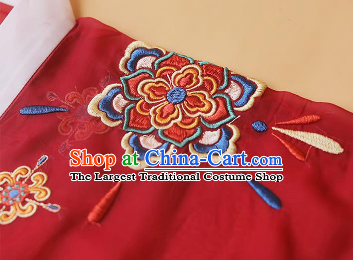 Chinese Ancient Court Woman Costumes Traditional Hanfu Tang Dynasty Princess Red Blouse and Dress Apparels