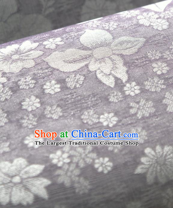 Asian Korea Classical Peony Flowers Pattern Lilac Silk Fabric Korean Fashion Drapery Traditional Hanbok Material