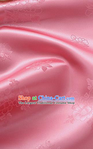 Traditional Korean Classical Roses Pattern Deep Pink Satin Drapery Hanbok Material Asian Korea Fashion Silk Fabric