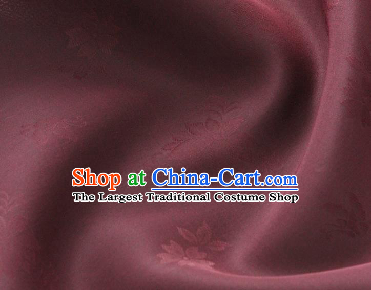 Asian Korea Classical Campsis Grandiflora Pattern Purplish Red Silk Fabric Korean Fashion Drapery Traditional Hanbok Material