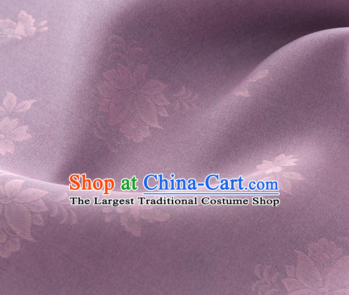 Asian Korea Classical Campsis Grandiflora Pattern Lilac Silk Fabric Korean Fashion Drapery Traditional Hanbok Material