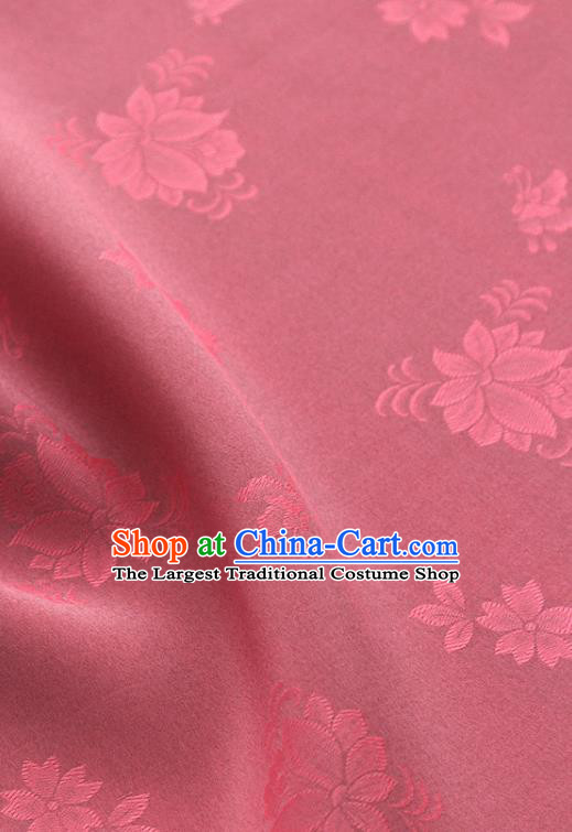 Asian Korea Classical Campsis Grandiflora Pattern Magenta Silk Fabric Korean Fashion Drapery Traditional Hanbok Material