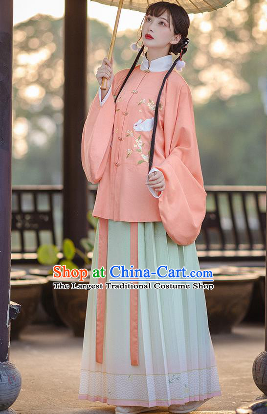 Traditional Chinese Ming Dynasty Young Lady Costumes Ancient Court Princess Blouse and Skirt Hanfu Apparels Complete Set