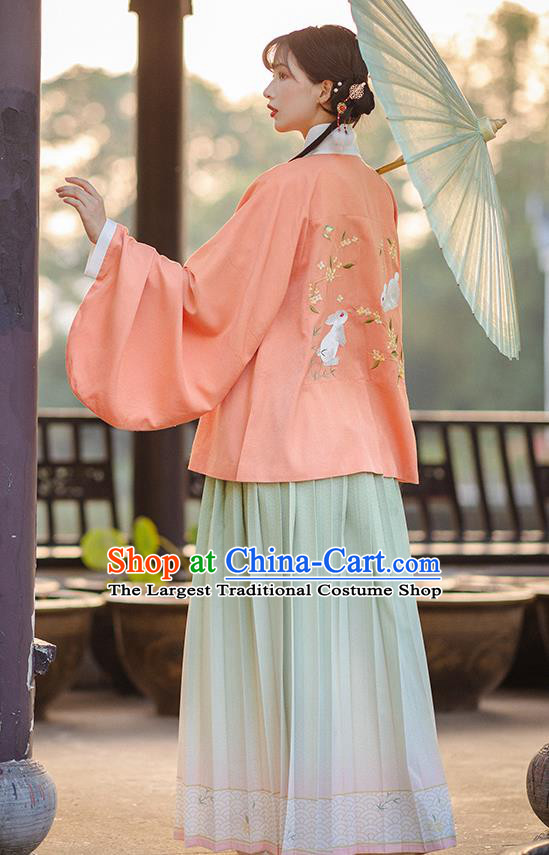 Traditional Chinese Ming Dynasty Young Lady Costumes Ancient Court Princess Blouse and Skirt Hanfu Apparels Complete Set