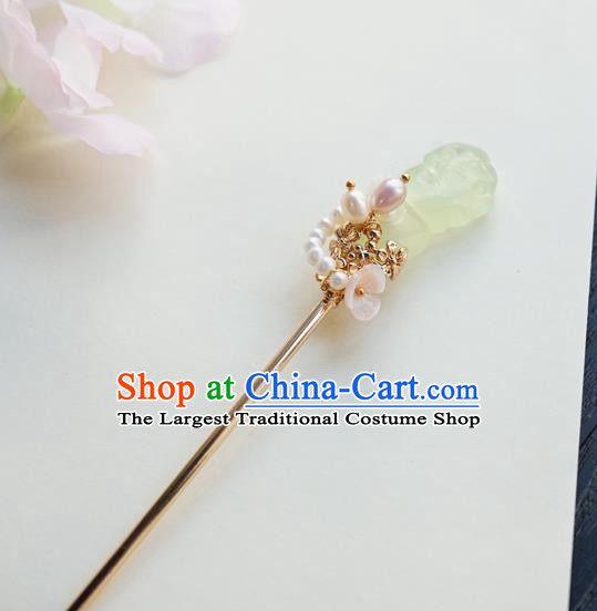 Chinese Classical Pearls Hair Clip Hair Accessories Handmade Ancient Hanfu Chalcedony Hairpin for Women