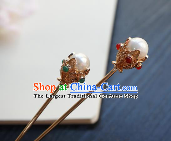 Chinese Classical Golden Hair Clip Hair Accessories Handmade Ancient Tang Dynasty Princess Hairpin for Women