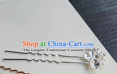 Chinese Classical Cheongsam Argent Hair Clip Hair Accessories Handmade Ancient Hanfu Tang Dynasty Hairpin for Women