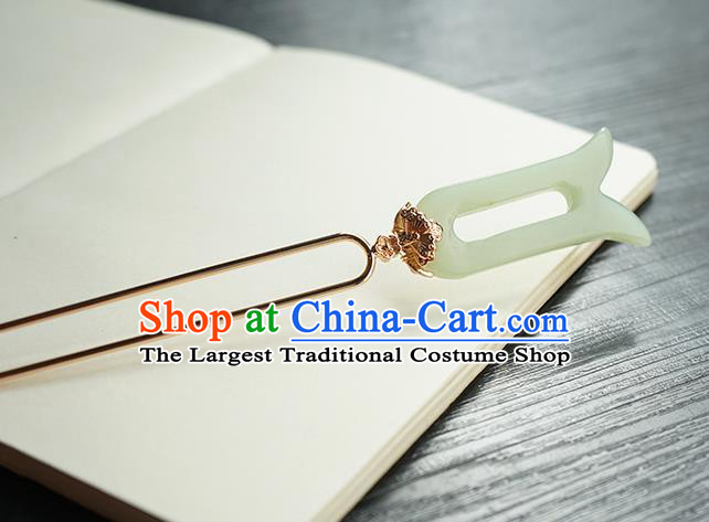 Chinese Hanfu Classical Hair Accessories Handmade Ancient Imperial Concubine Jade Hairpin for Women